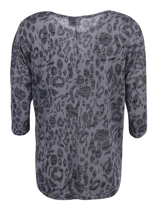 Sivé voľnejšie tričko s leopardím vzorom VERO MODA Anna