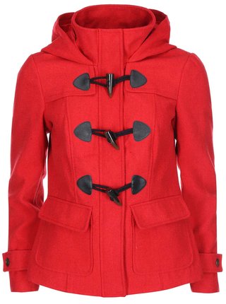 Červený kratší kabát s kapucňou VERO MODA Mella