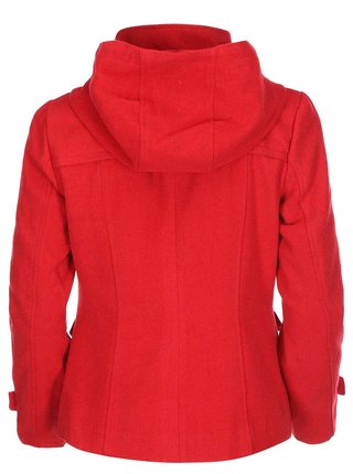 Červený kratší kabát s kapucňou VERO MODA Mella