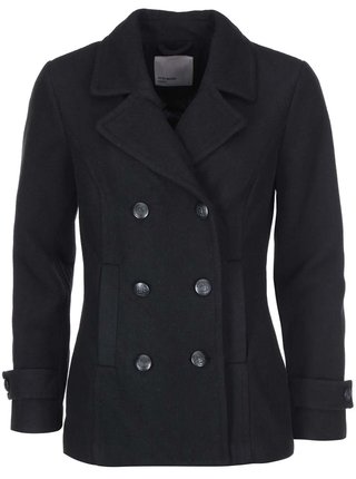 Čierny kratší kabát VERO MODA Jane Daisy