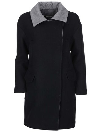 Čierny kabát so sivým golierikom VERO MODA Malene