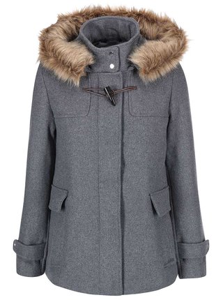 Sivý kabát s kapucňou VERO MODA Camille