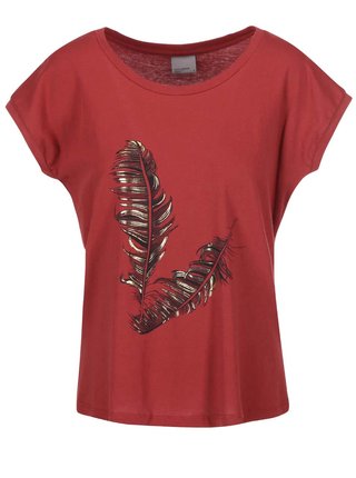 Červené tričko s pierkami VERO MODA Feather