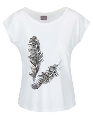 Biele tričko s pierkami VERO MODA Feather
