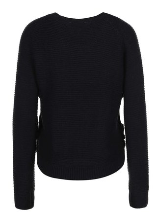 Čierny sveter s umelou kožušinou VERO MODA Louand