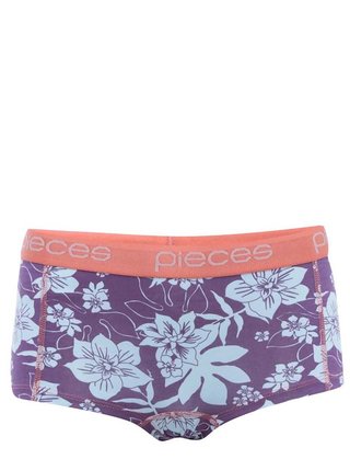 Koralovo-fialové kvetinové boxerky Pieces Logo