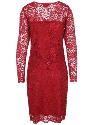 Červené čipkované šaty s dlhým rukávom VERO MODA Julliana