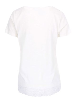 Biele tričko s krátkym rukávom a čipkou VERO MODA Hope