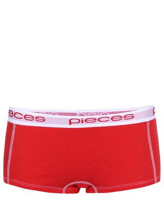 Bielo-červené dámske boxerky Pieces Logo