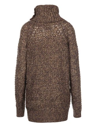 Tmavohnedý voľnejší pletený sveter s rolákom VERO MODA Dawn