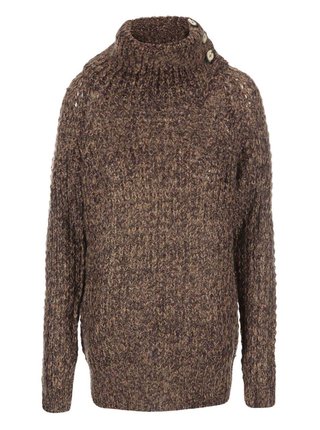 Tmavohnedý voľnejší pletený sveter s rolákom VERO MODA Dawn