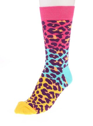Farebné unisex ponožky so vzorom Happy Socks Block Leopard