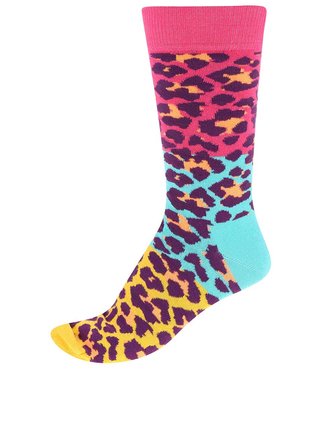 Farebné unisex ponožky so vzorom Happy Socks Block Leopard