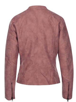 Ružová kratšia bunda v semišovej úprave ONLY Biker