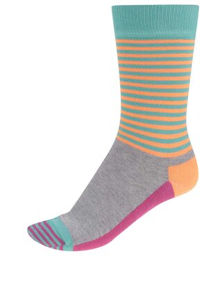 Oranžovo-zelené dámske ponožky Happy Socks Half Stripe