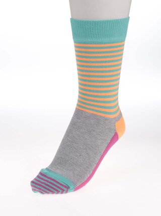Oranžovo-zelené dámske ponožky Happy Socks Half Stripe