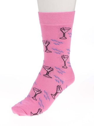 Ružové dámske ponožky so vzorom Happy Socks Cocktail