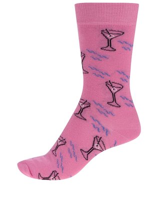 Ružové dámske ponožky so vzorom Happy Socks Cocktail