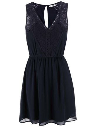 Tmavomodré šaty s čipkovanými detailmi ONLY Matilda