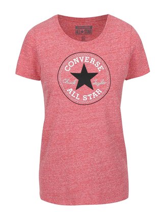 Červené žíhané dámske tričko s potlačou Converse