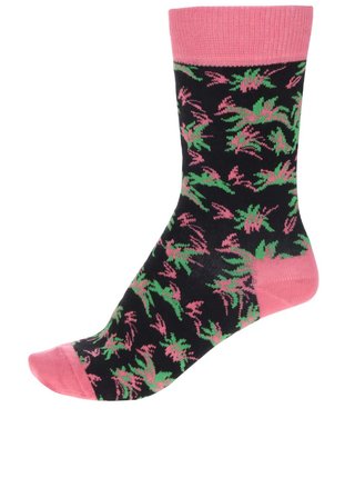Koralovo-čierne dámske ponožky Happy Socks Aloha