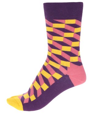 Fialovo-žlté dámske ponožky Happy Socks Filled Optic