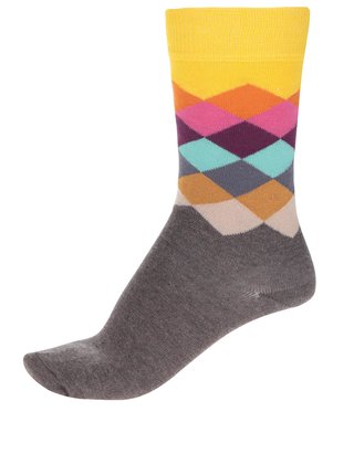 Žlto-hnedé unisex ponožky Happy Socks Faded
