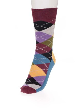 Červeno-modré unisex kockované ponožky Happy Socks Argyle