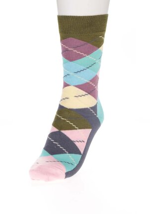 Tmavomodré unisex kárované ponožky Happy Socks Argyle