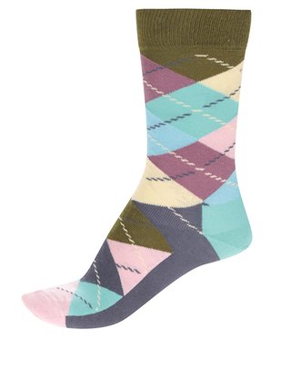 Tmavomodré unisex kárované ponožky Happy Socks Argyle