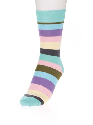 Tyrkysové dámské pruhované ponožky Happy Socks Stripe 