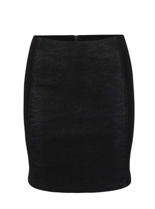 Čierna sukňa s koženkovými pruhmi ONLY Effort
