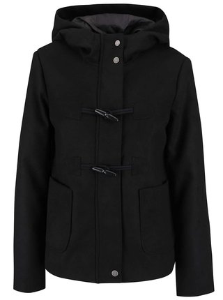 Čierny kratší kabát s kapucňou VERO MODA Modaliga
