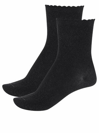 Súprava dvoch párov čiernych trblietavých ponožiek Pieces Sebby