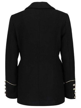 Čierny dvojradový kabát s detailmi v zlatej farbe VERO MODA Sweety