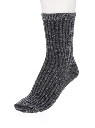 Trblietavé ponožky vo strieborno-čierne farbe VERO MODA Glitter