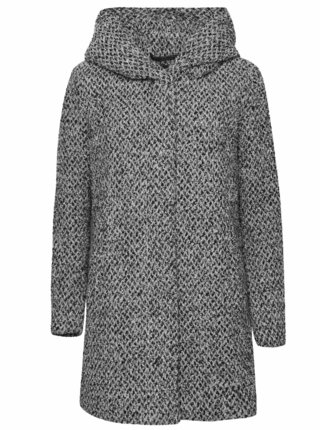 Sivočierny melírovaný kabát s kapucňou ONLY New Indie