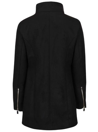 Čierny kabát so zipsom v striebornej farbe VERO MODA Veraliga