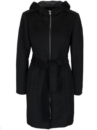 Čierny kabát s kapucňou VERO MODA Fedora