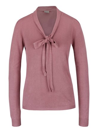Ružový ľahký sveter s mašľou VERO MODA Rubi