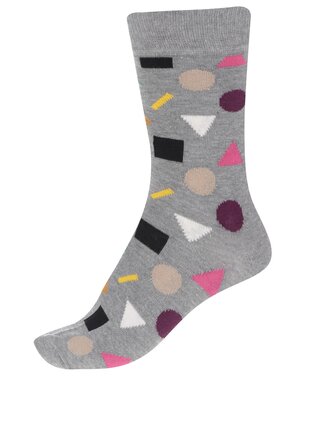 Sivé dámske ponožky so vzorom Happy Socks Play 