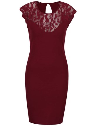 Vínové šaty s čipkovými detailmi ONLY Elenta
