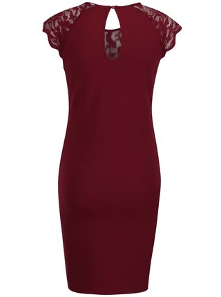 Vínové šaty s čipkovými detailmi ONLY Elenta