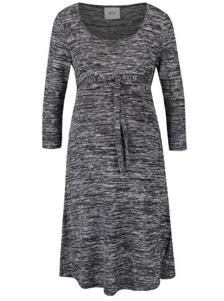 Sivo-čierne melírované tehotenské šaty s 3/4 rukávmi Mama.licious Hino