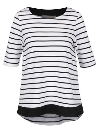 Čierno-biele pruhované tričko s 3/4 rukávmi VERO MODA Sui