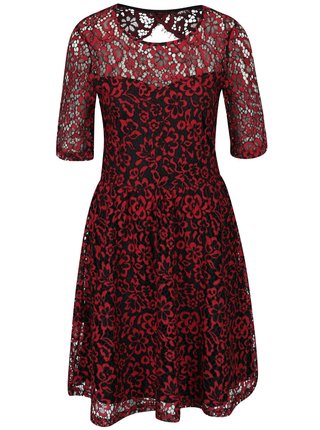Čierno-červené čipkované šaty VERO MODA Carrie