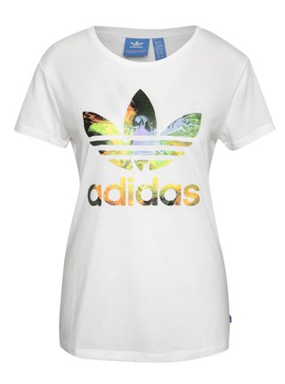 Biele dámske tričko s farebným logom adidas Originals 