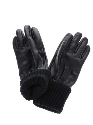 Černé kožené rukavice Pieces Ronja