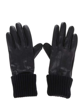 Černé kožené rukavice Pieces Ronja