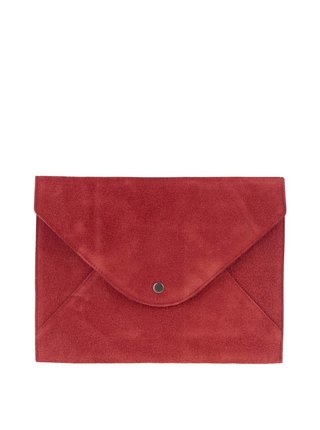 Červená semišová listová kabelka Pieces Dina
